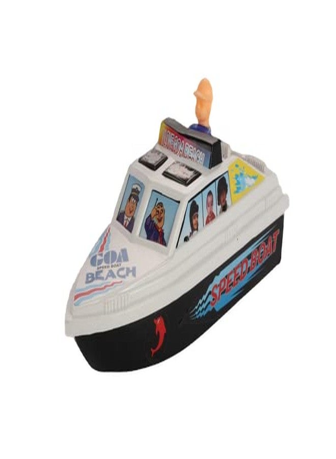 Shinsei Speed Boat Maintenance Free Pullback Spring Action Race Toy Gift for Boys 3+ Years. Strong ABS Plastic, NO Sharp Edges, BIS Certified. Pack of 1, Color White - Image 1